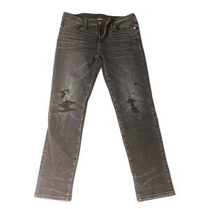 Men's American Eagle Airflex 360 Patched Black Distressed Skinny Jeans - 32x32